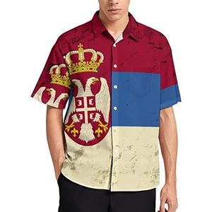 Vintage Servische Vlag Hawaiiaanse Shirt Voor Mannen Zomer Strand Casual Korte Mouw Button Down Shirts met Zak