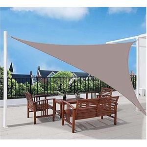 Zonnezeil Driehoekig Zonnezeil 5x5x7,1 M Waterdicht Anti 93% UV Waterbestendig Windbescherming Polyester Met UV-bescherming For Tuin Terras Kamperen Grijs (Color : Khaki, Size : 5x5x7.1m)