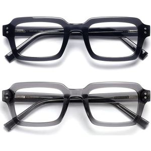 OPULIZE EDG Blue Light Blocking Glasses for Women Men, Anti-reflective Anti-Glare Computer & Gaming Lenses, Vintage Rectangular Frame, UV & Eyestrain Protection, Black Grey (Pack of 2)