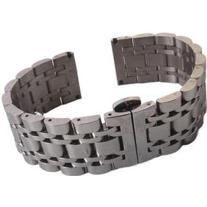 YingYou 16mm 18mm 19mm 20mm 21mm 22mm 23mm 24mm 25mm 26mm Horlogebanden Zilver Roestvrij Staal Horlogebanden Armband Polish Vlindersluiting(16mm)