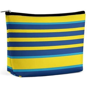 ADASGHBY Draagbare Kleine Kosmetische Zak van de de Make-upzak van de Zak Leuke Reis Gele en Blauwe Strepen, Gele en blauwe strepen, Eén maat