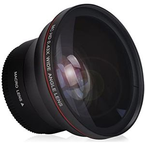 Hisewn 55MM 0.43x Professionele HD-groothoeklens (Macrogedeelte) voor Nikon D3400, D3500, D5500, D5600 en Sony Alpha-camera's, gratis lens schone doek winkeltas.