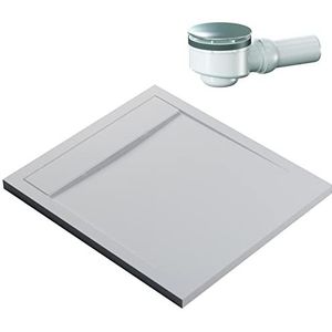BERNSTEIN Douchebak 100x90 cm Wit Mat Laag Profiel - Mineraalhars Rechthoekig Met Helling - Inclusief Dallmer-Afvoer Orio