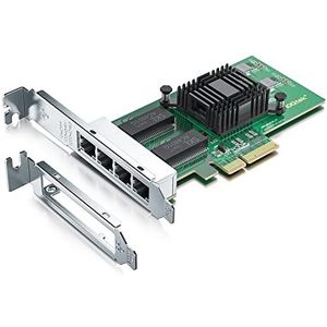 H!Fiber.com 1.25G NIC, Quad RJ45-poorten, Ethernet netwerkkaart, 1.25 GbE CNA, SPEC Equal naar I350-T4, met Intel I350-chip, ondersteuning Windows Server/Linux/VMware (niet ondersteuning X11, MAC)