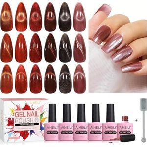AIMEILI Hema-Free Cat Eye Gellak Magnetic Gel Polish 6 Colors Set Vegan Cruelty-Free Soak Off UV/LED 6 X 10ML Cat Eye Gel Polish Gift Kit 69