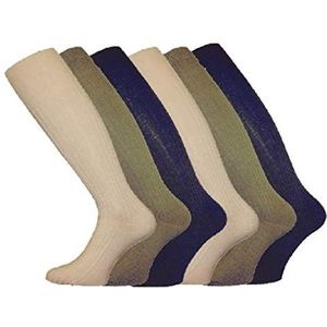6 paar heren extra lange 100% katoenen sokken - lange slangsokken voor heren, Licht geassor, XL