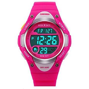 SKMEI Jongens en meisjes roze blauw zwart digitaal horloge met stopwatch alarm licht leeftijden 6-13, roze, riem