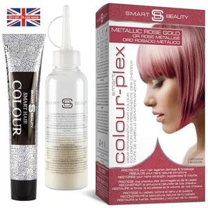 Metallic Rose Gold Hair Dye Demi-Permanent, Toner for Bleached Hair, Anti-Breakage Plex Hair Care, Vegan Hair Dye, Cruelty-Free, 100% Grey Coverage, Rose Hair Colour, All Hair Types by Smart Beauty