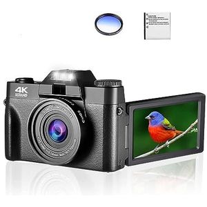 Macro Lens 4K Digitale Camera Flip Screen Selfie Camcorder 48MP Vlog WIFI Webcam Vintage Video Recorder 16X Groothoek HD camera (Color : 128G SD Card, Size : Only With Filter)