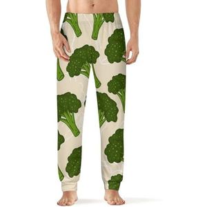 Groene Broccoli heren pyjama broek print lounge nachtkleding bodems slaapbroek 5XL