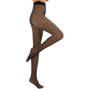 MIVAIUN Magische extra dikke warme dubbel gevoerde elastische thermische transparante fleece panty's voor dames voor in de winter, comfortabele damespanty's met rekbaar ontwerp, elastische leggings, één maat, Zwart