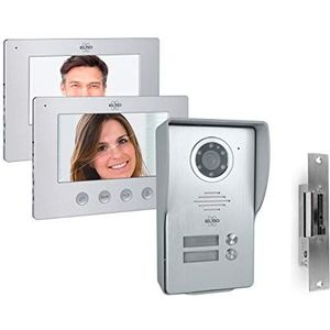 ELRO 2 families video-deurintercom met 2 x 7 inch binnenmonitor en deuropener, 4-draads buitenplaats met camera