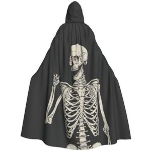 WURTON Skull Rock Roll Skelet Bone Print Hooded Mantel Unisex Volwassen Mantel Halloween Kerst Hooded Cape Voor Vrouwen Mannen