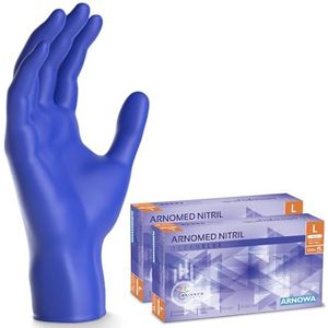 ARNOMED wegwerphandschoenen donkerblauw, wegwerphandschoenen L, nitril handschoenen met 200 stuks per doos, poedervrij, latexvrije rubber handschoenen, verkrijgbaar in S, M, L & XL