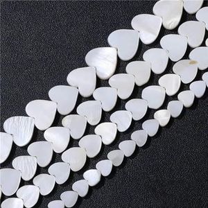 Natuurlijke schelpkralen witte parelmoer schelp hart ronde stervorm kralen voor sieraden maken DIY bedelketting armband 15""-26 hartvorm - ongeveer 15 inch