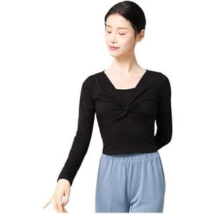 MZSKLW Ballet Dance Wrap Tops Ballet Top Vrouw Ballet Jas Dans Top Wrap Top Jas Katoen Lange Mouw Dans Shirt voor Vrouw Dans Training Wrap Top, Zwart, 2XL height 175-180cm