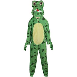 A2Z 4 Kids Meisjes Jongens Kikker Kostuum Zachte Pluche Fleece Jumpsuit Pyjama Met Capuchon - E.Soft Frog Onesie 7-8