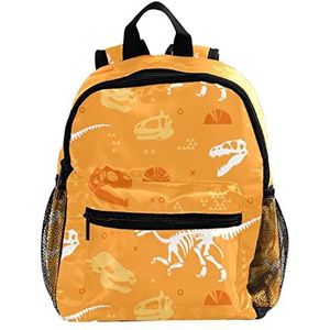 Leuke Mode Mini Rugzak Pack Bag Dinosaurus Fossiel Oranje, Meerkleurig, 25.4x10x30 CM/10x4x12 in, Rugzak Rugzakken