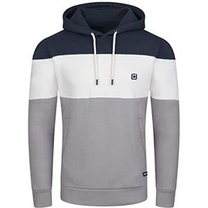 riverso RIVJamie Capuchontrui voor heren, hoodie, sweatshirt, pullover, capuchon, kangoeroezakken, regular fit, kleurblok, katoen, S, M, L, XL, XXL, 3XL, 4XL, 5XL, Navy-white-dawn Grey, 3XL