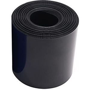 Warmtekrimpende slangen, platte PVC-slang, elektrische isolatie, kabelhoes, gebruikt in kabelbescherming, glad oppervlak, 1 kg, zwart, afvlakbreedte 110 mm (maat: 150 mm)