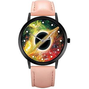 Top Brand Lady Fantasy Sterrenhemel Space Star horloge zwart gat Leather Buckle Clock pols horloges for vrouwen Giften van de Student (Color : Pink)
