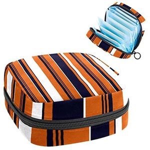 Periode Pouch, Draagbare Tampon Opbergtas voor Maandverband, Retro Streep, Meerkleurig, 4.7x6.6x6.6 in/12x17x17 cm