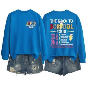 MLZHAN ABCD The Back To School Tour in Front Print Dames Sweatshirt The Back To School Tour Bruh We Back The Back The Back Print Shirt (Blauw3, S), Blue3, S