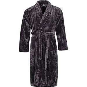 HEAT HOLDERS Heren fleece ochtendjas luxe zachte winter warme badjas zonder capuchon, Grijs, M