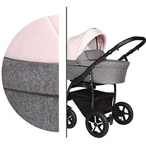Reissysteem 3in1 Isofix Buggy Pram Carrycot Pushchair Q9 door ChillyKids 2in1 without baby seat Rose Black Q9/183B