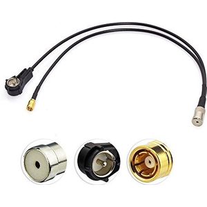 Eightwood DAB Aerial Splitter SMB Adapter naar ISO DIN Female naar Male Haakse Pigtail Kabel RG174 30cm Compatibel voor AM/FM DAB + Auto Antenne Pioneer Clarion Kenwood Alpine JVC