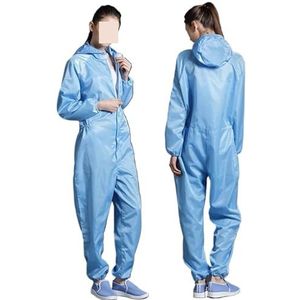 Antistatische Eliminator, Man Vrouw Stofdicht Antistatisch Capuchon Cleanroom Kleding Verf Uniform Overall Kleding Eendelig Overall Schone Werkkleding(Blue,Medium)