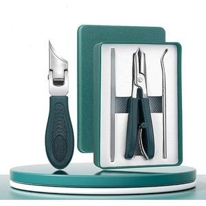 25°Beveled Edge Nail Clippers 3-Piece Set, Wide Anti-Splash Slanted Nail Clippers, for Thick Nails Ingrown Toenails(Green)