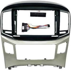 ASJFGTEH 9 Inch Auto DVD Frame Audio Dash Trim Kits Facia Panel Radio Speler Scherm 2 Din Compatibel met H1 Starex 2015-2018 Kit Frame (Frame een koord-zilver)