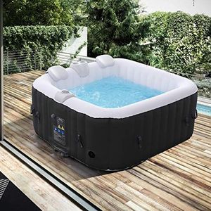 Arebos Jacuzzi Opblaasbaar - Hottub voor Innen en Buiten - Jacuzzi Opblaasbaar 4 Persoons - 130 luchtstralen - 154 x 154 cm - 600L - Opblaasbaar Bubbelbad Massage