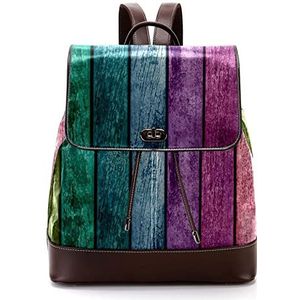 Kleurrijke houten patroon gepersonaliseerde toevallige dagrugzak tas voor tiener, Meerkleurig, 27x12.3x32cm, Rugzak Rugzakken
