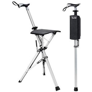 Iconicare - De Ta Da Seat Stick - Wandelstok - Zwart - 850 mm