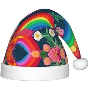 ZISHAK Regenboog bloemen feestelijke pluche kerst hoed voor kinderen-levendige en duurzame vakantie decoratieve hoed