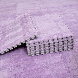 12x12 Inch 0,4 Inch Dik 18 Stuks In Elkaar Grijpende Pluche Schuimtapijttegels Met Randen(Light Purple)