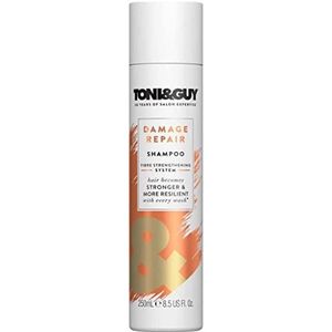 Toni&Guy Damage Repair Shampoo, reparatieshampoo voor beschadigd haar, herstellende haarshampoo voor alle haarkleuren en alle haartypes, haarverzorgingsshampoo voor beschadigd haar, 250 ml