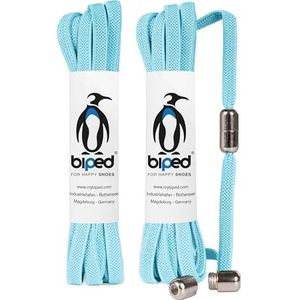biped LACES 2 paar elastische schoenveters met metalen capsule twist-lock rubberen schoenveters zonder banden voor 2 paar schoenen, sneakers en sportschoenen - plat 6 mm z2910(#23 baby blue)