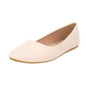 Elara Dames Ballerina Slip Ons Vlakke Chunkyrayan DY-10A Beige-37