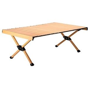 Picknicktafels Draagbare Stabiele Tafel Houten Opvouwbare Lichtgewicht Rol for Camping Picknick Barbecue Backyard Party Indoor & Outdoor Oversized (Color : Yellow wood grain, Size : 120 * 60 * 45CM)