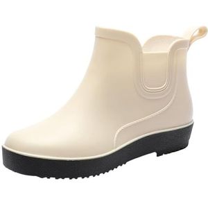 Tuinschoenen for dames, waterdichte regenlaarzen for dames - comfortabel interieur, brede kuitlaarzen for dames - gemakkelijk aan en uit te trekken(White_35)