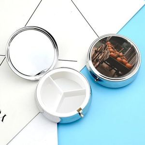 Pillendoosje Ronde Pillendoosje Pillenhouder met 3 Compartiment Pompoen op De Auto Pil Gevallen voor Reizen Waterdichte Geneeskunde Organizer Doos Reizen Pillendoos Pillencontainers Vitamine Organizer