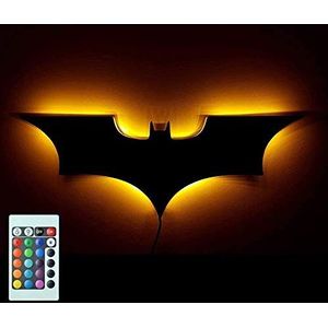 Puzzlos LED Wandlamp met Afstandsbediening Batman Kleurrijke Projectie Nachtlampje USB voor Slaapkamer KTV Gang Achtergrond Wanddecoratie Verlichting