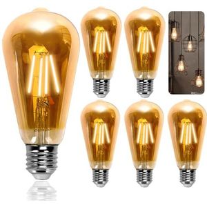 Aigostar Vintage Edison Gloeilampen 5Pack, E27 8W (80W Equivalent) Gloeilampen, 2200K Warm Witte Retro Gloeilampen, Perfect Voor Huizen, Bars, Coffeeshops, Binnenplaats, Ect.
