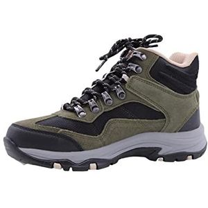 Skechers Trego Alpine Trail Wandelschoen voor dames, Olijf Suede Terug Textiel Donker Natuurlijke Trim, 38 EU