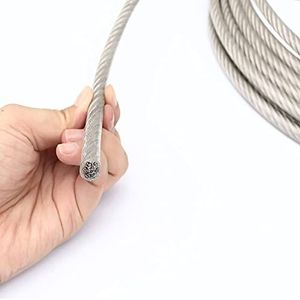 Kabelkabel, bovenleiding draad kit, 5 meter diameter 3 mm 4 mm 5 mm 6 mm 8 mm 10 mm 12 mm PVC transparant gecoate kabel 304 roestvrij staal touw waslijndeur (maat: 8 mm) (Size : 8mm)