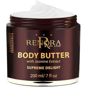 RENORA - Supreme Delight I Body Butter I Hydraterende Body Cream I Hydraterend en Voedend I Jasmijn Aroma I Vitaminen E+C+F I Hyaluronzuur I Ureum I 200 ML
