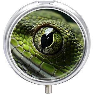 Glazen groene pillendoos 3 compartimenten ronde pillendoos met spiegel metalen pillenorganizer reizen pillendoos mini medicijnopbergdoos voor zak portemonnee